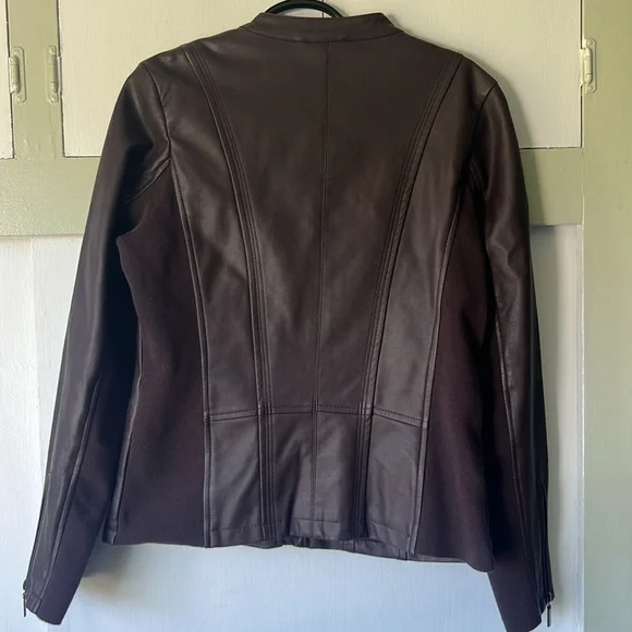 NWOT Mo-Ka by Santa Fe Brown Faux Leather Jacket Full Zip - Women’s M - Picture 11 of 17